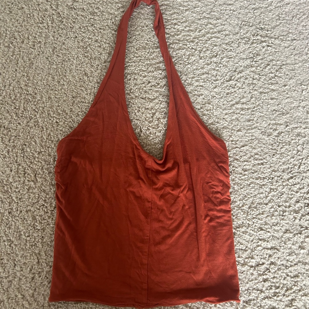 Urban Outfitters Orange Halter Ruched Tank Top